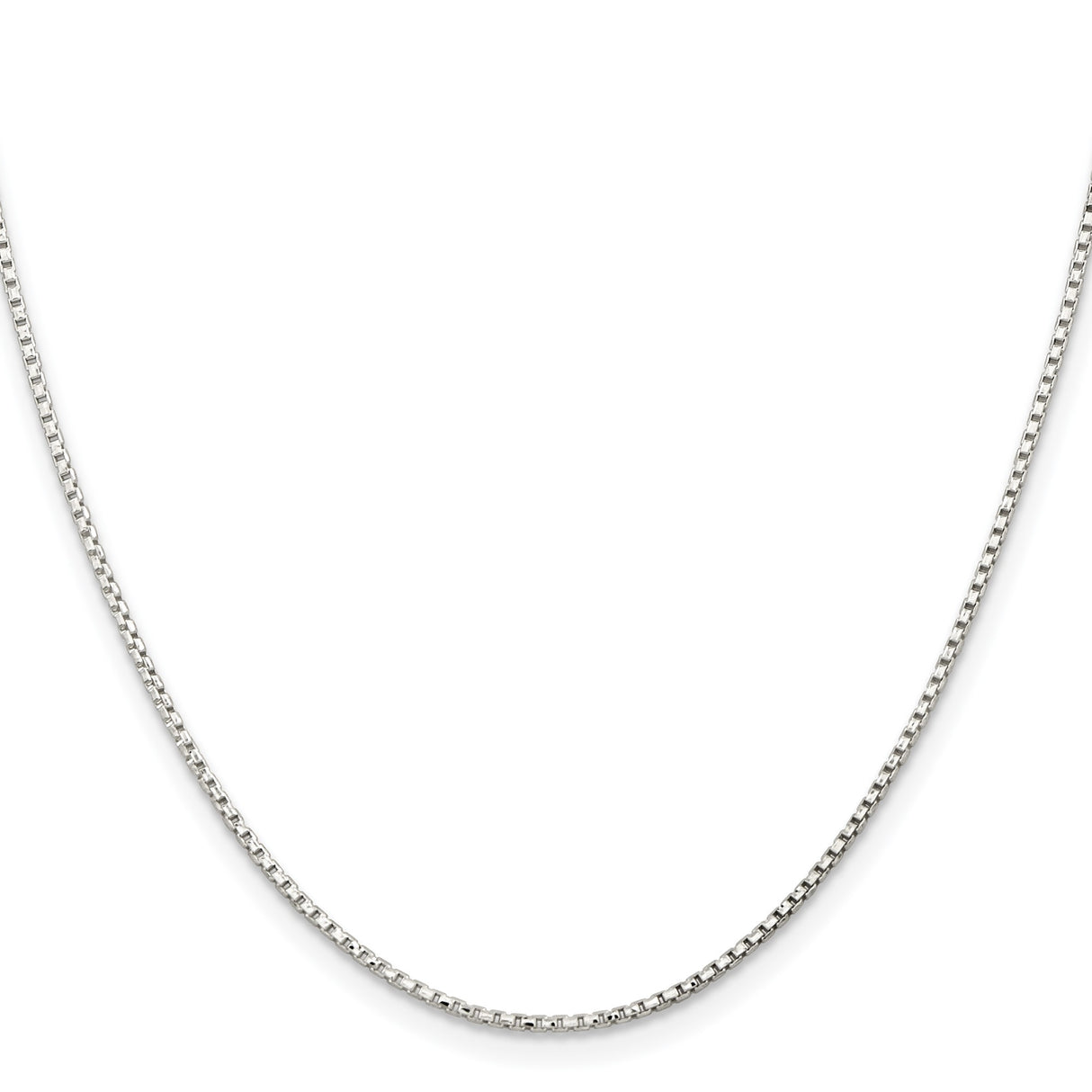 925 White Gold 1.3 mm Box Chain Necklace, Polished