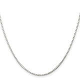 925 White Gold 1.3 mm Box Chain Necklace, Polished