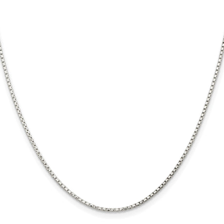 925 White Gold 1.3 mm Box Chain Necklace, Polished