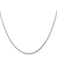 925 White Gold 1.3 mm Box Chain Necklace, Polished