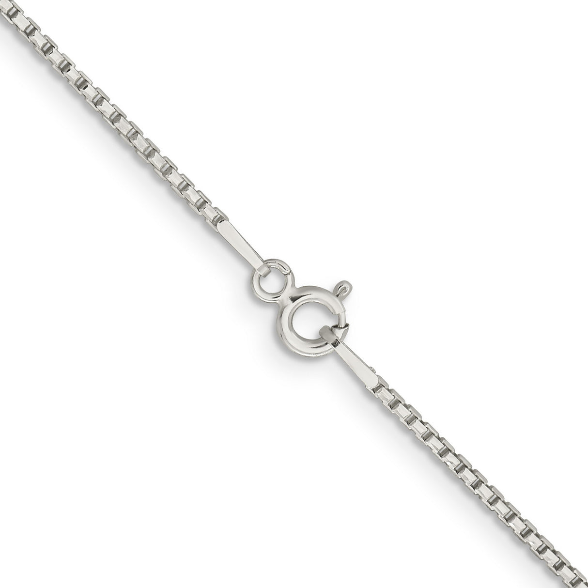 925 White Gold 1.3 mm Box Chain Necklace, Polished alternate angle
