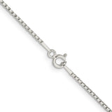 925 White Gold 1.3 mm Box Chain Necklace, Polished alternate angle