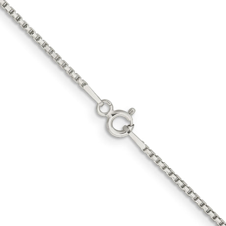 925 White Gold 1.3 mm Box Chain Necklace, Polished alternate angle