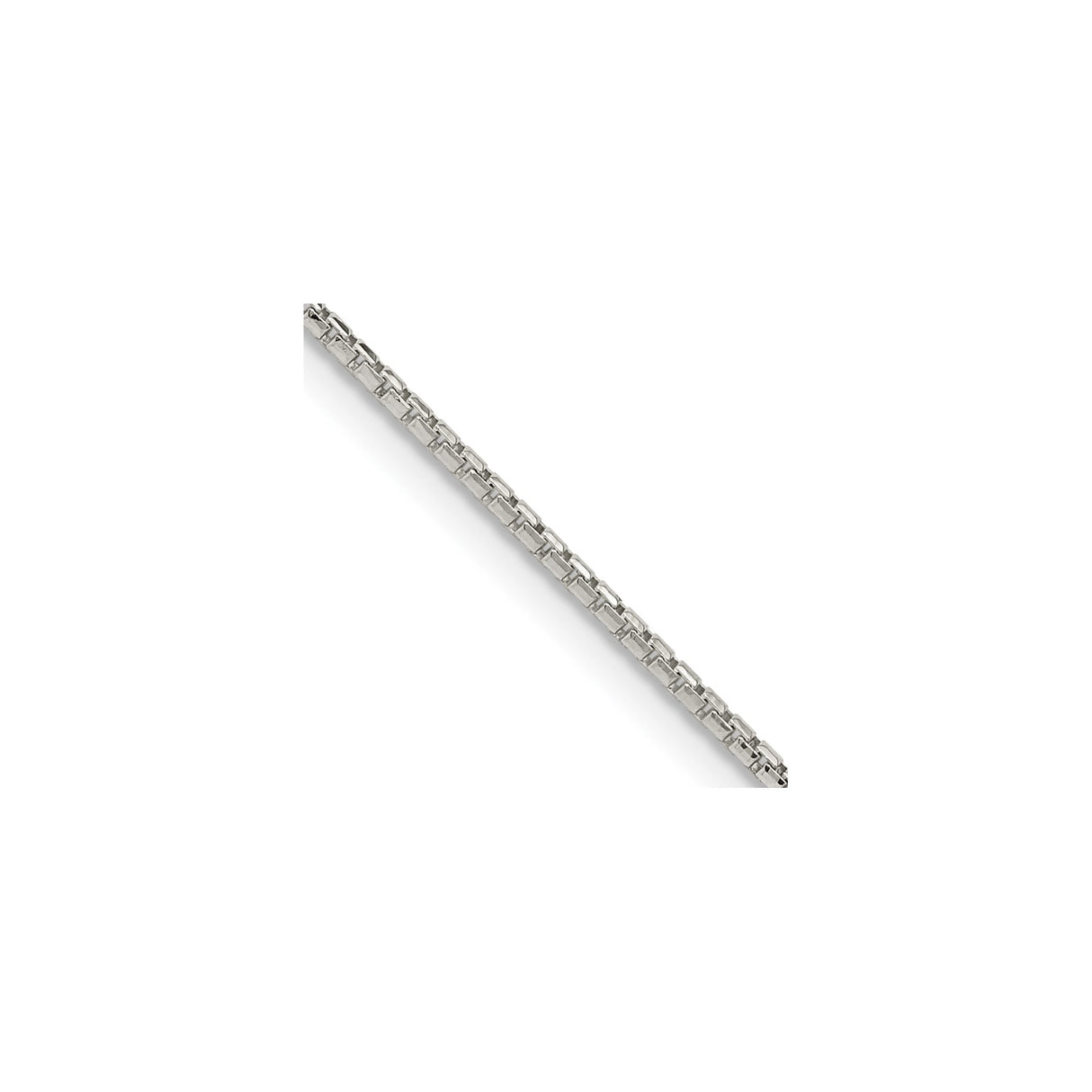 925 White Gold 1.3 mm Box Chain Necklace, Polished alternate angle