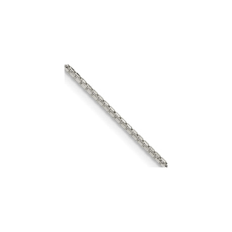 925 White Gold 1.3 mm Box Chain Necklace, Polished alternate angle