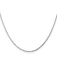 925 White Gold 1.3 mm Box Chain Necklace, Polished