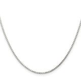 925 White Gold 1.3 mm Box Chain Necklace, Polished