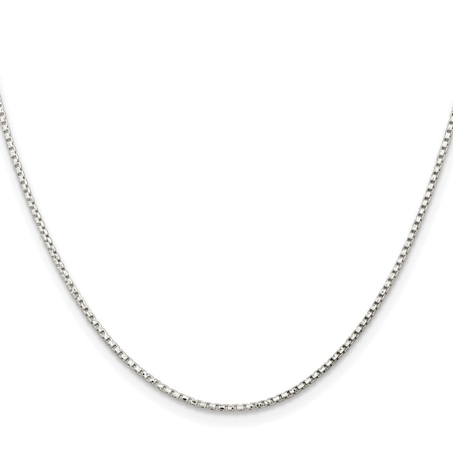 925 White Gold 1.3 mm Box Chain Necklace, Polished