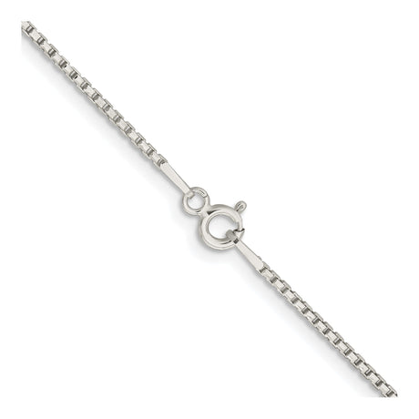 925 White Gold 1.3 mm Box Chain Necklace, Polished alternate angle