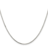 925 White Gold 1.5 mm Box Chain Necklace, Polished