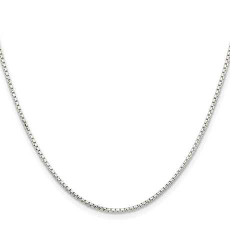 925 White Gold 1.5 mm Box Chain Necklace, Polished