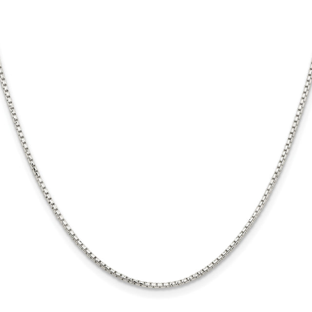 925 White Gold 1.5 mm Box Chain Necklace, Polished