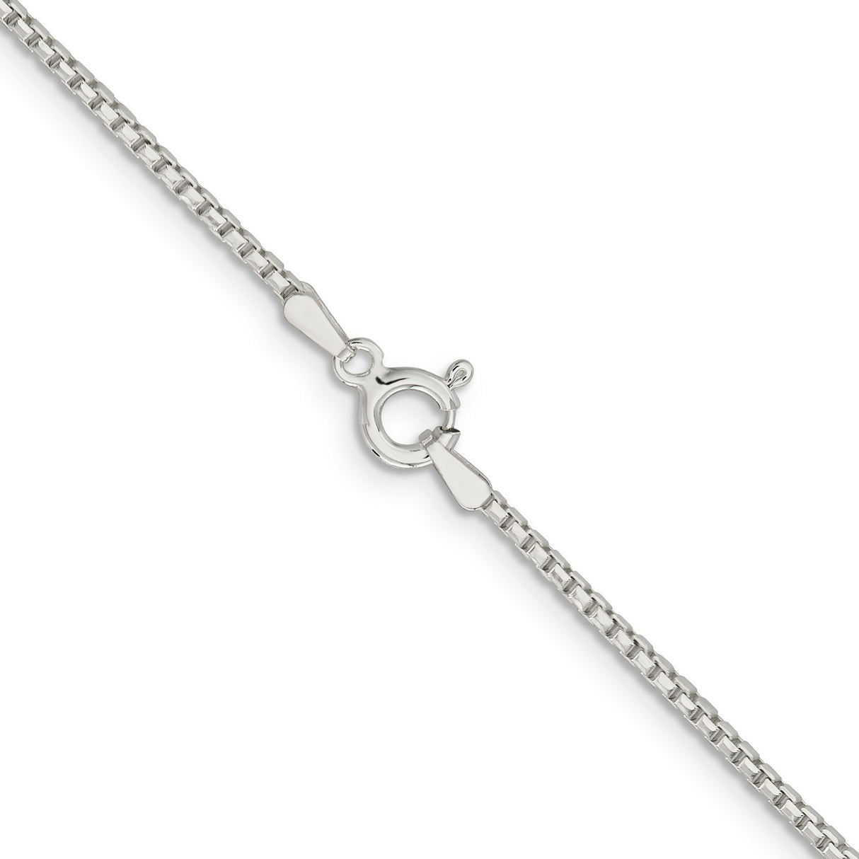 925 White Gold 1.5 mm Box Chain Necklace, Polished alternate angle