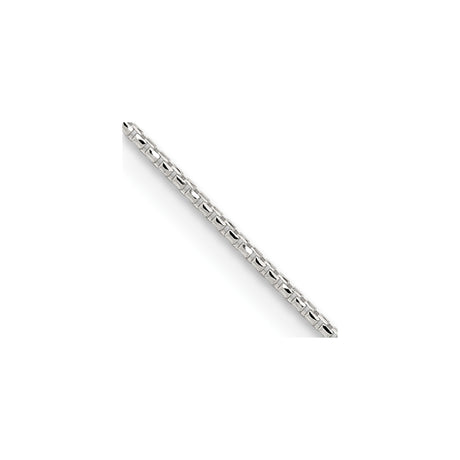 925 White Gold 1.5 mm Box Chain Necklace, Polished alternate angle