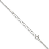 925 White Gold 1.5 mm Box Chain Necklace, Polished detail view