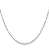 925 White Gold 1.5 mm Box Chain Necklace, Polished