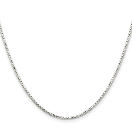 925 White Gold 1.5 mm Box Chain Necklace, Polished