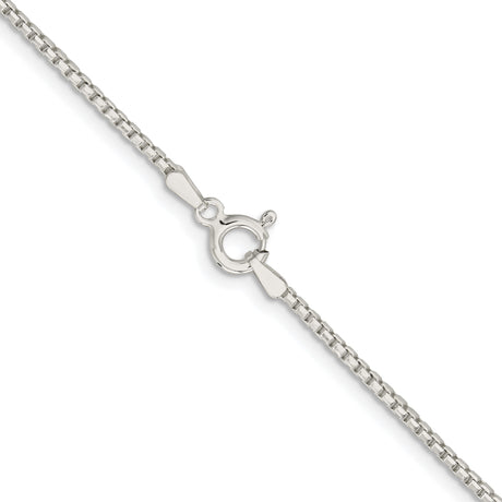 925 White Gold 1.5 mm Box Chain Necklace, Polished alternate angle