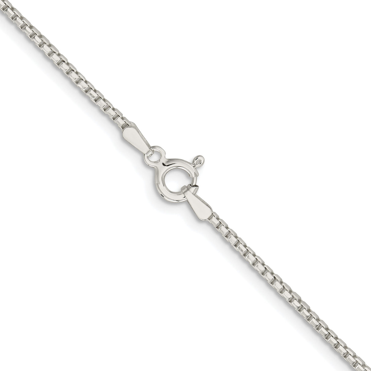 925 White Gold 1.5 mm Box Chain Necklace, Polished alternate angle