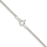 925 White Gold 1.5 mm Box Chain Necklace, Polished alternate angle