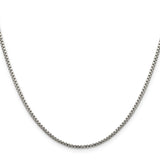 925 White Gold 1.75 mm Box Chain Necklace, Polished