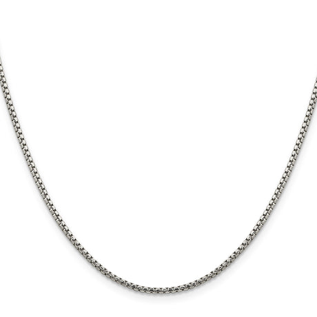 925 White Gold 1.75 mm Box Chain Necklace, Polished