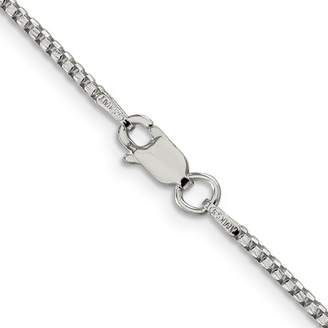 925 White Gold 1.75 mm Box Chain Necklace, Polished alternate angle