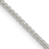 925 White Gold 1.75 mm Box Chain Necklace, Polished detail view