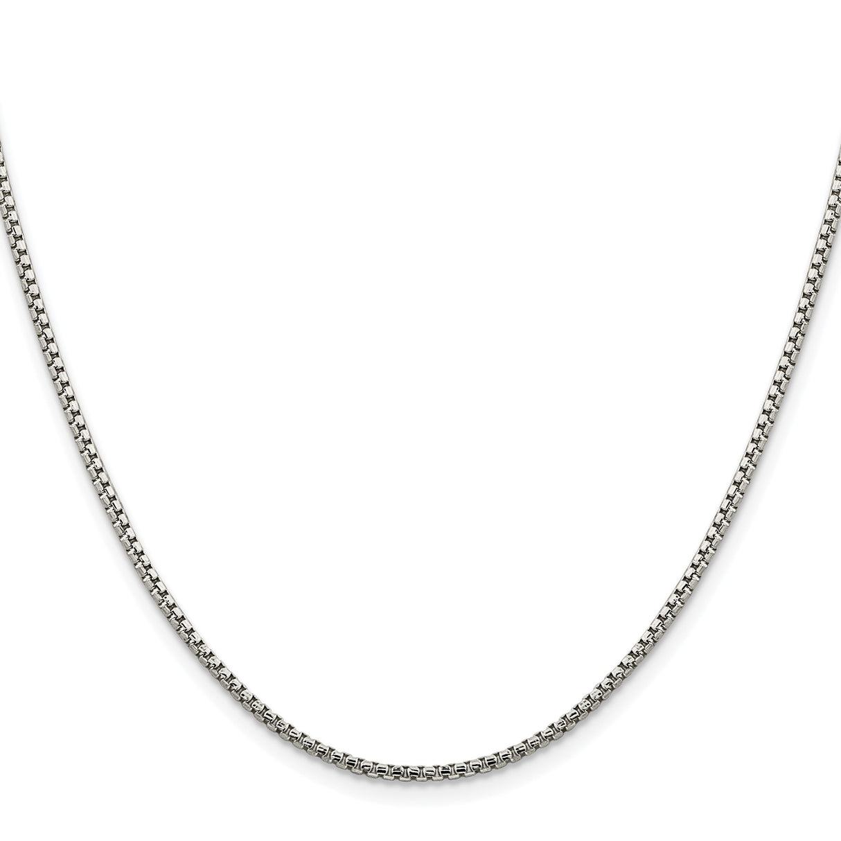 925 White Gold 1.75 mm Box Chain Necklace, Polished