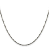 925 White Gold 1.75 mm Box Chain Necklace, Polished