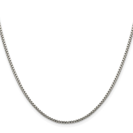 925 White Gold 1.75 mm Box Chain Necklace, Polished