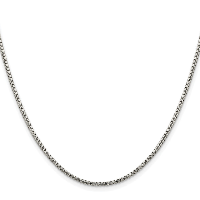 925 White Gold 1.75 mm Box Chain Necklace, Polished