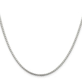 925 White Gold 2 mm Box Chain Necklace, Polished
