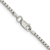 925 White Gold 2 mm Box Chain Necklace, Polished alternate angle
