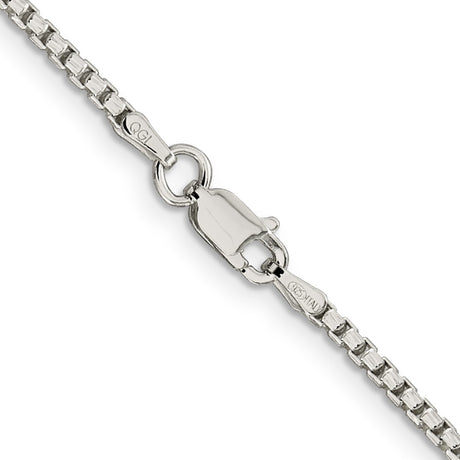925 White Gold 2 mm Box Chain Necklace, Polished alternate angle