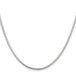 925 White Gold 2 mm Box Chain Necklace, Polished