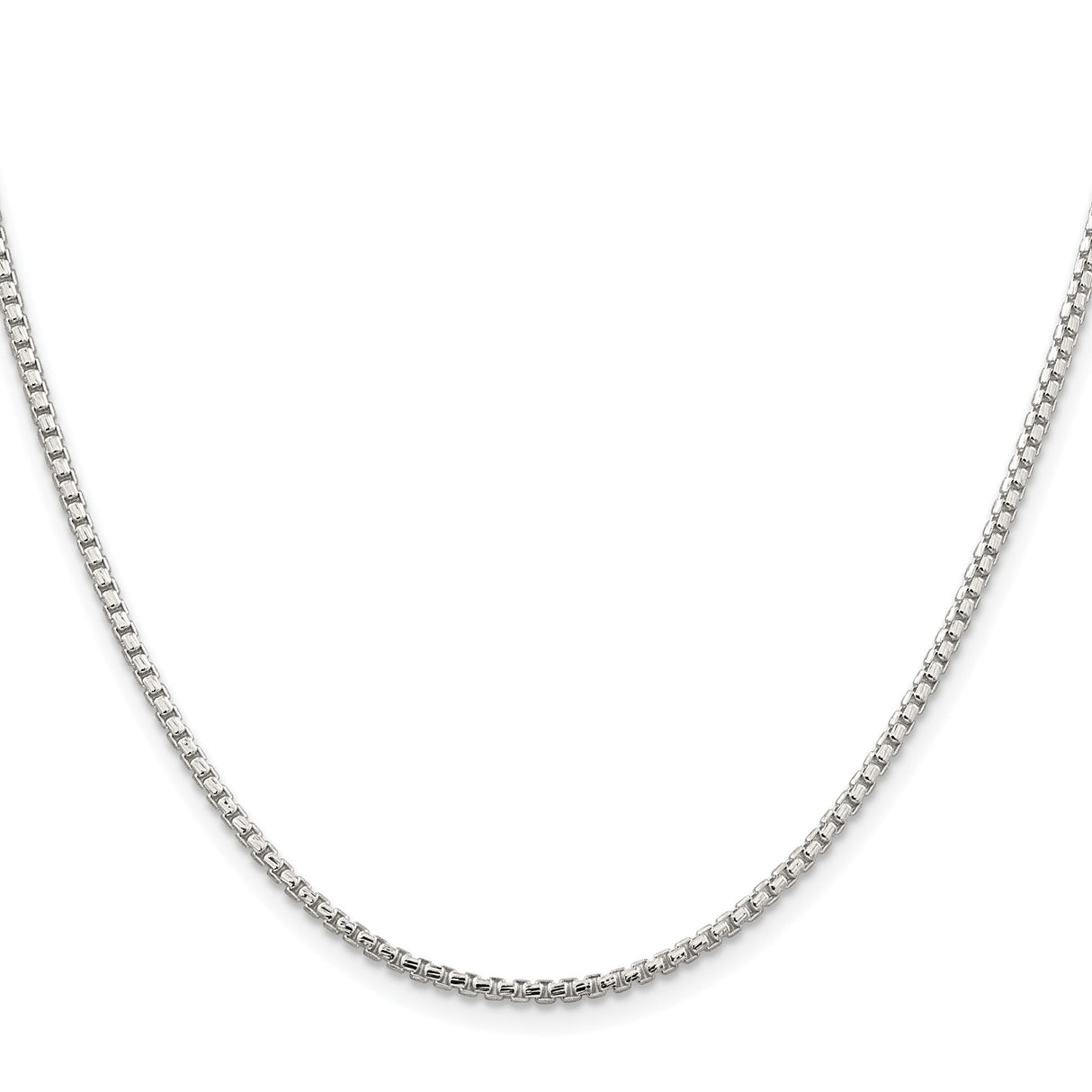 925 White Gold 2 mm Box Chain Necklace, Polished