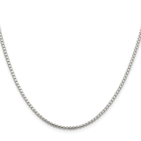 925 White Gold 2 mm Box Chain Necklace, Polished