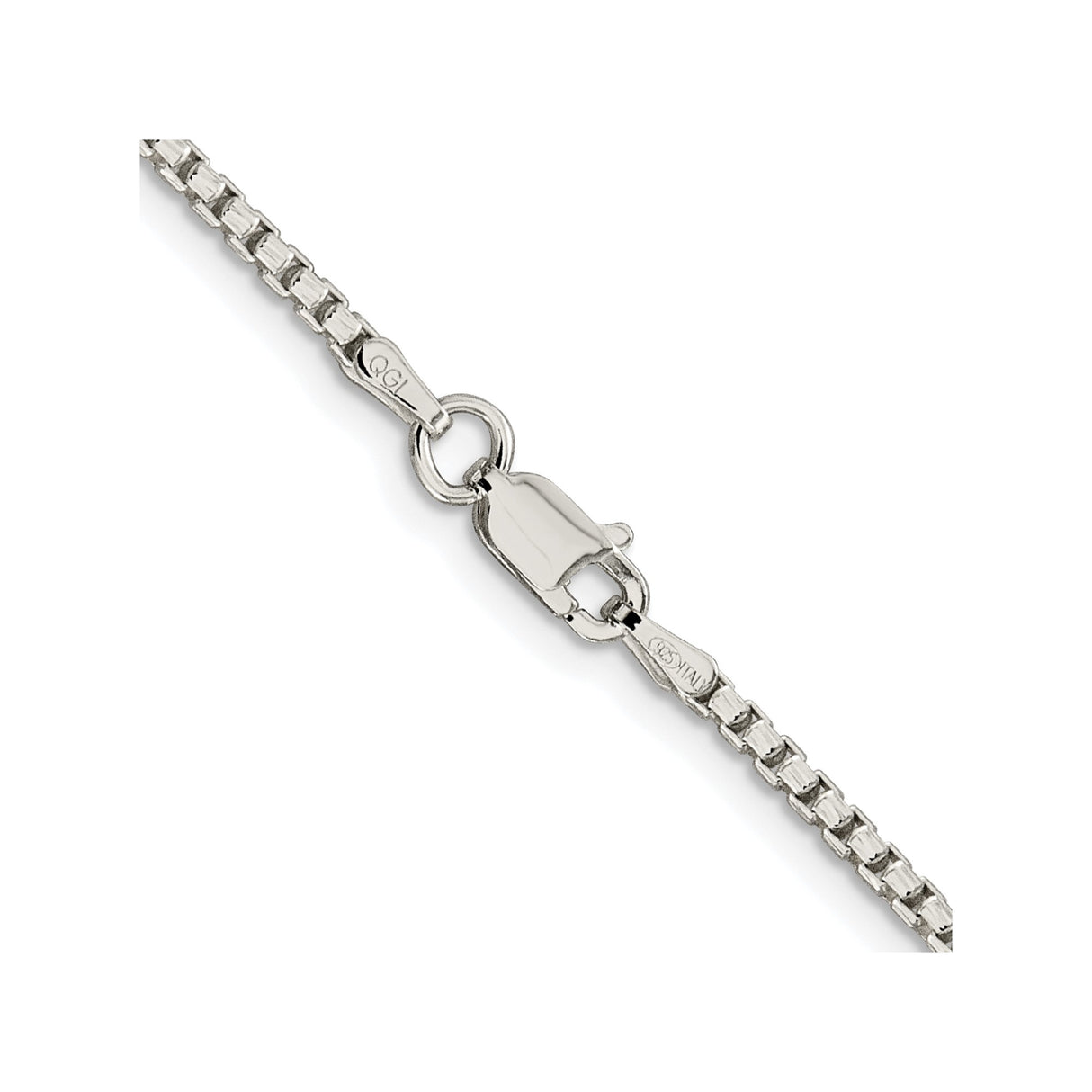 925 White Gold 2 mm Box Chain Necklace, Polished alternate angle
