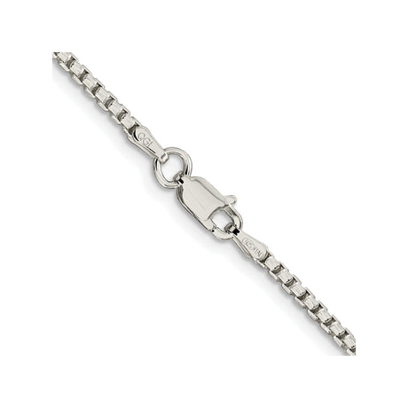 925 White Gold 2 mm Box Chain Necklace, Polished alternate angle
