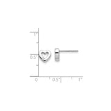 Sterling Silver Heart Stud Earrings with Cubic Zirconia, Open Heart Design for Women