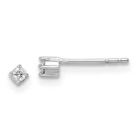 Sterling Silver Stud Earrings with Diamond in Four-Prong Setting, Minimalist Round Design
