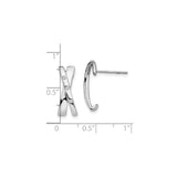 Sterling Silver Crisscross Stud Earrings with Diamond Accents, Modern X Shape Design