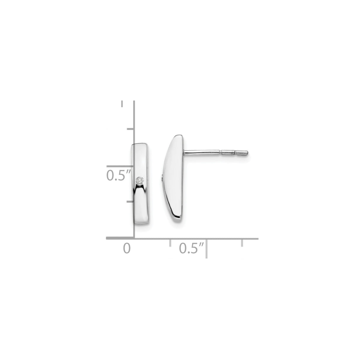 Sterling Silver Bar Earrings with Diamond Accent, Minimalist Rectangle Stud Design
