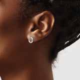 Sterling Silver Stud Earrings with Diamond Accents, Open Circle Minimalist Design
