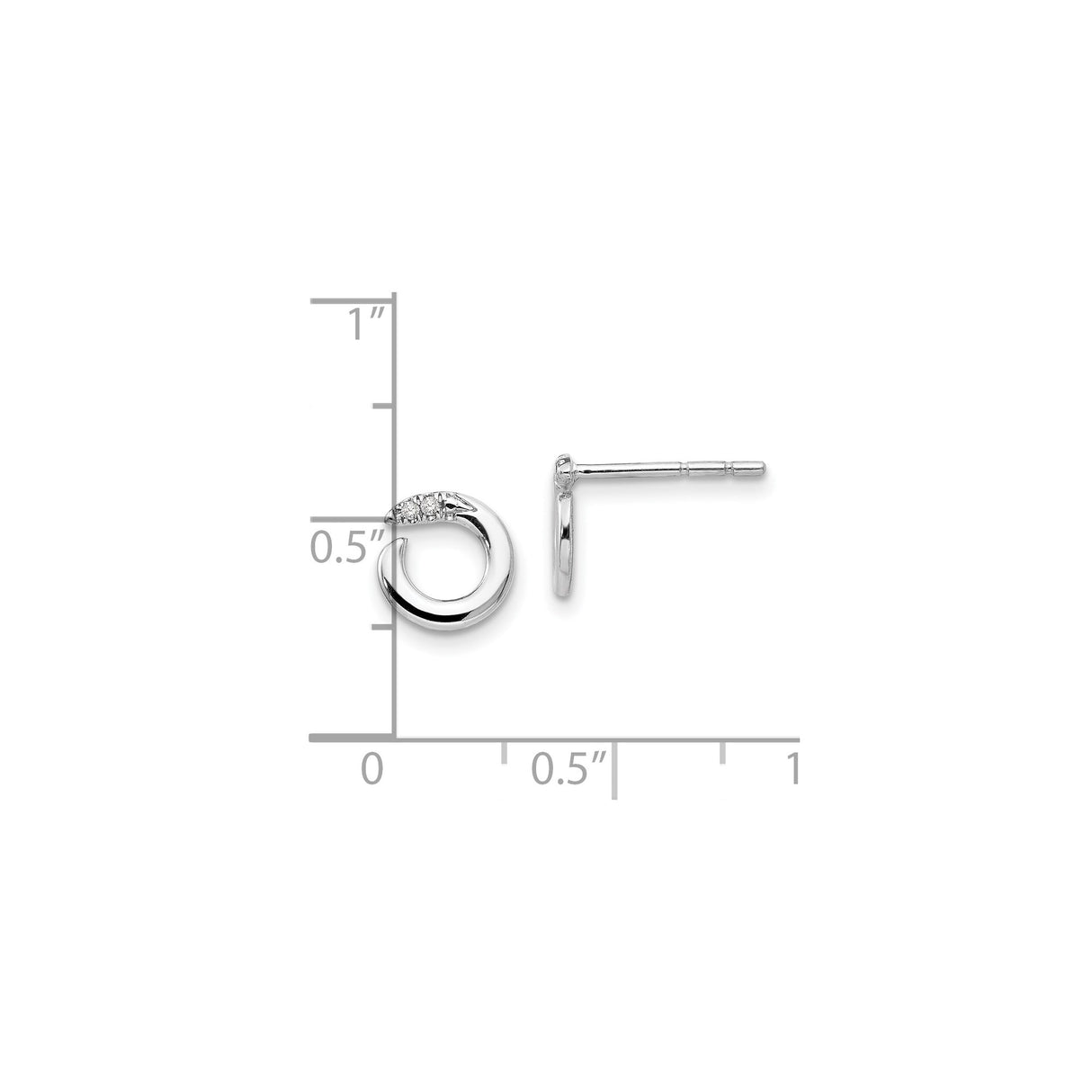 Sterling Silver Stud Earrings with Diamond Accents, Open Circle Minimalist Design