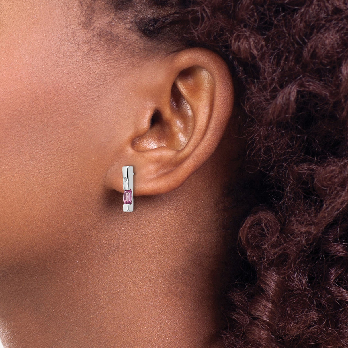Sterling Silver Stud Earrings with Marquise Cut Pink Tourmaline and Diamond Accents