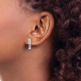 Sterling Silver Stud Earrings with Marquise Cut Pink Tourmaline and Diamond Accents