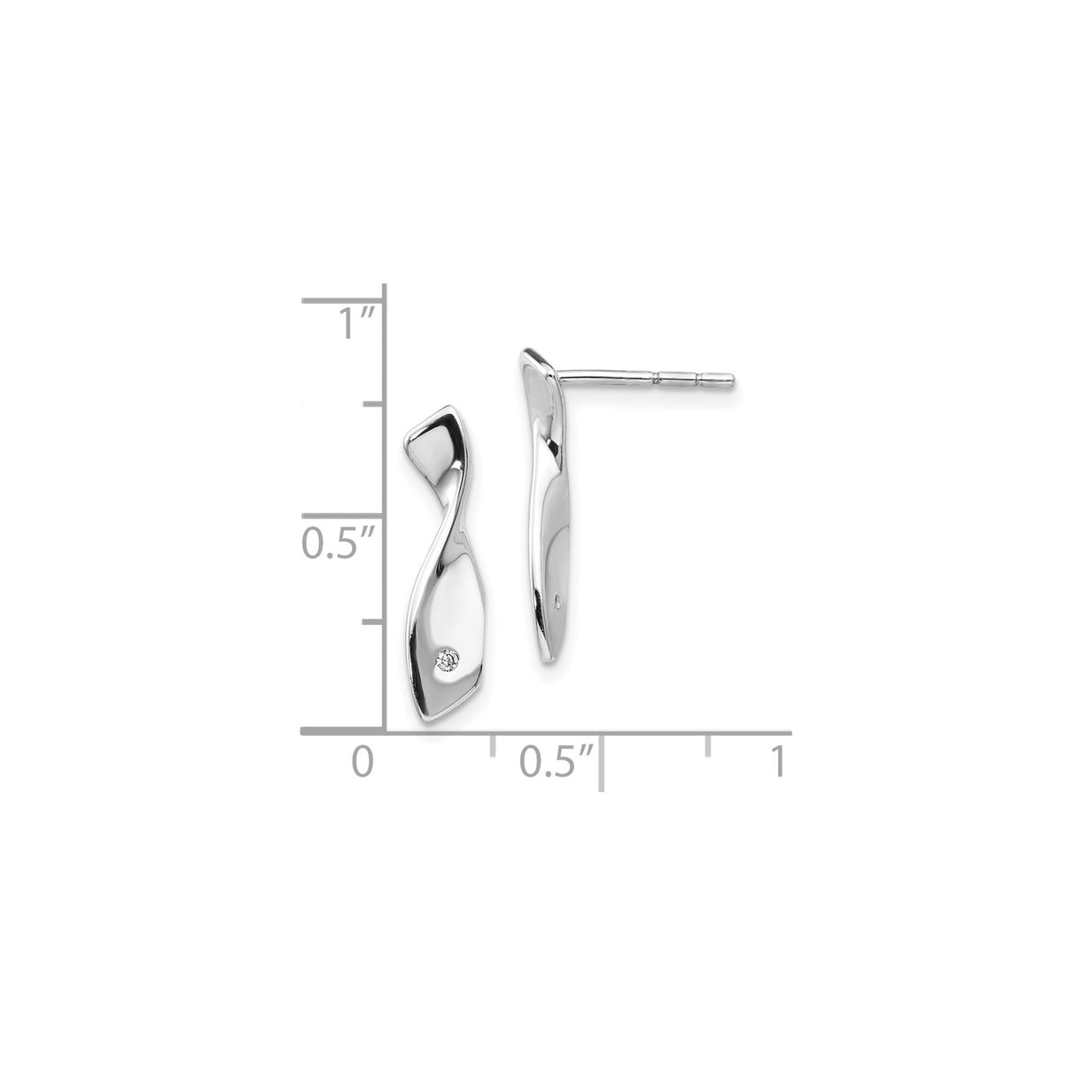 Sterling Silver Abstract Twist Stud Earrings With CZ