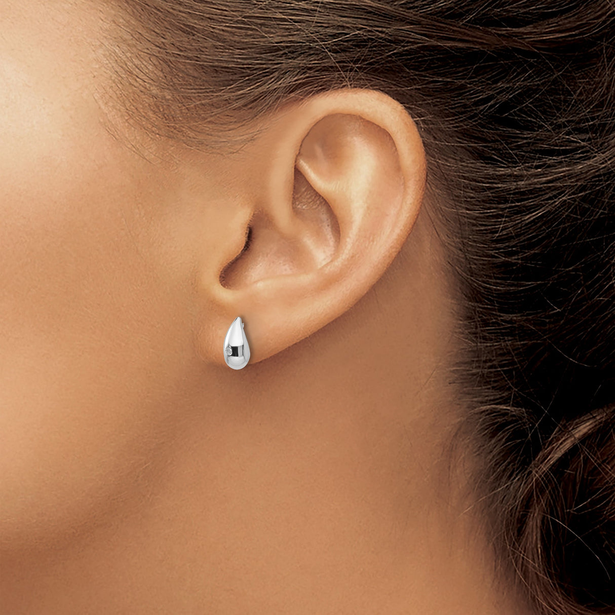 Sterling Silver Teardrop Stud Earrings Cubic Zirconia